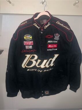 Budweiser Black Embroidered Racing Bomber Jacket